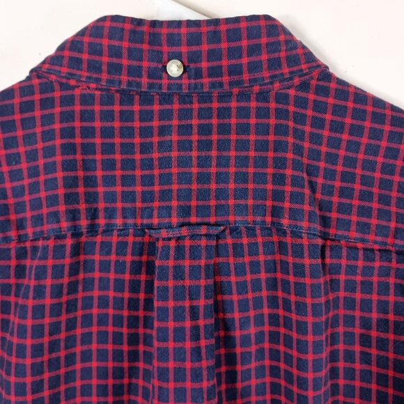 J Crew Slim Oxford Shirt Check Mens L Red Blue Preppy Ivy League Classic - Picture 6 of 8